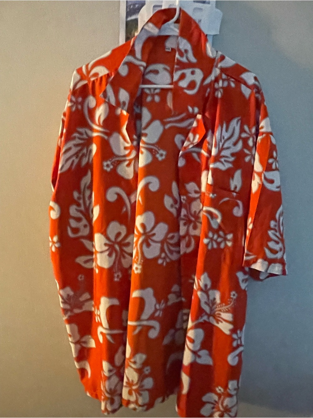 Men's Red Hawaiian Floral Button-Up Shirt
